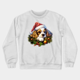 Lazy Cavalier King Charles Spaniel Dog at Christmas Crewneck Sweatshirt